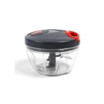 Handy Chopper for Kitchen, Hand Chopper with 3 Stainless Steel Blades & Beating Blade for Vegetables Cutter, Manual Pull and Sharp Veggie Cutter for Kitchen (450ML, Black)